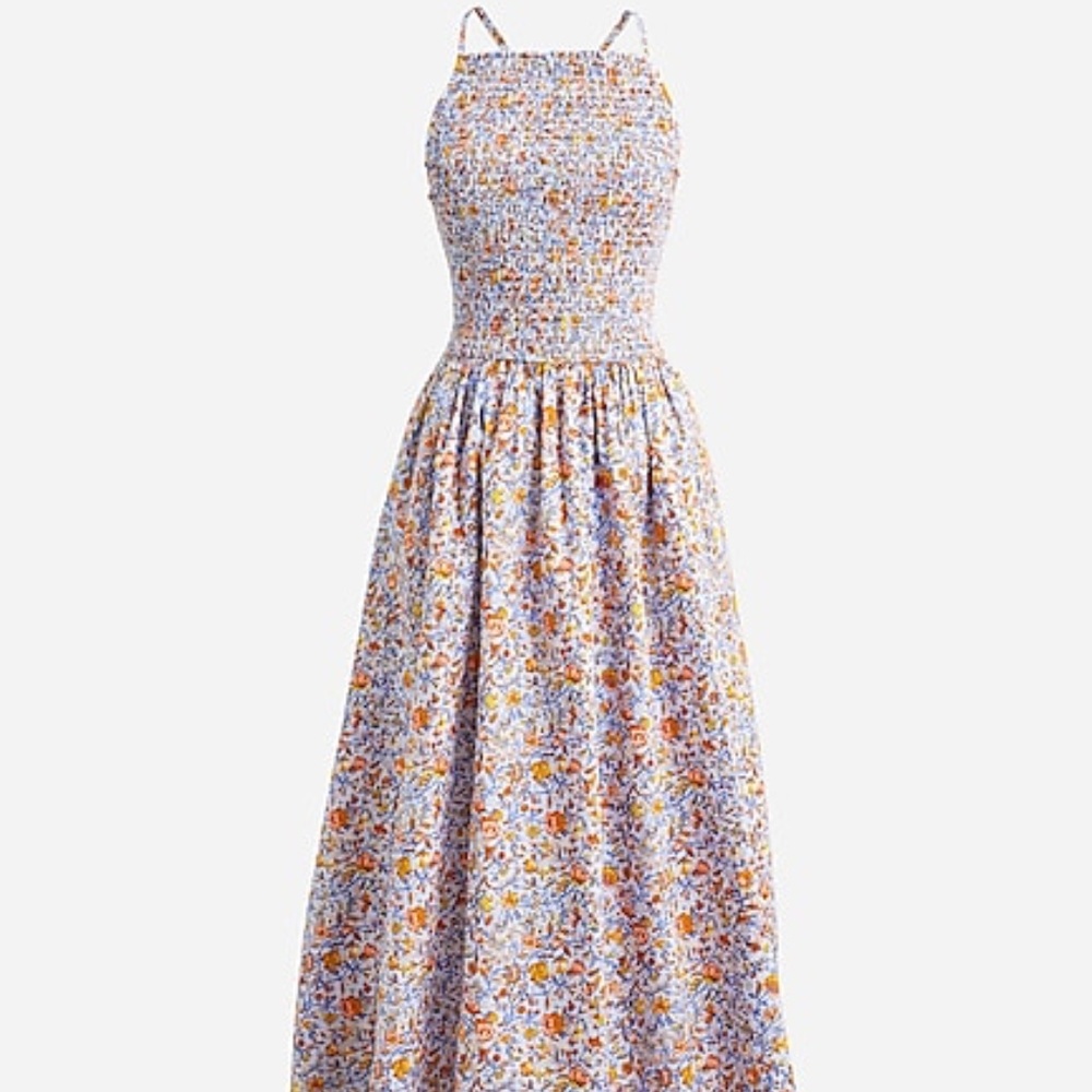 EUC J.Crew Friday smocked bodice dress in afternoon floral, Size M